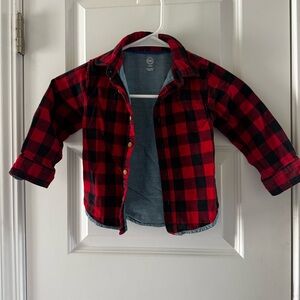 Plaid Red and Black Kids Shirt